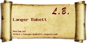 Langer Babett névjegykártya
